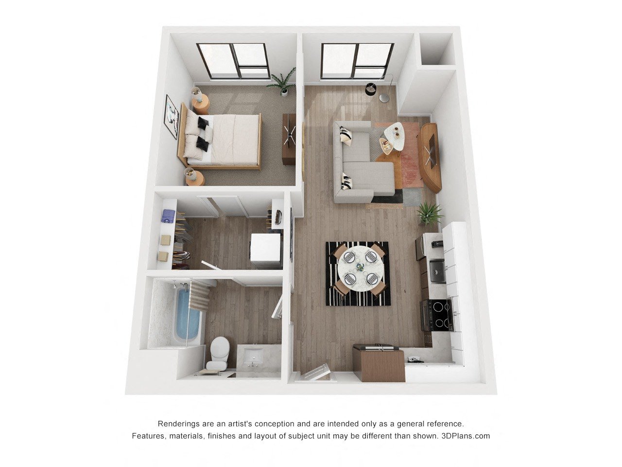 One bedroom floor plan  The Mansion_B3